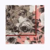 ANIMALIER PRINT WOOL FOULARD SCARF WITH ROSES