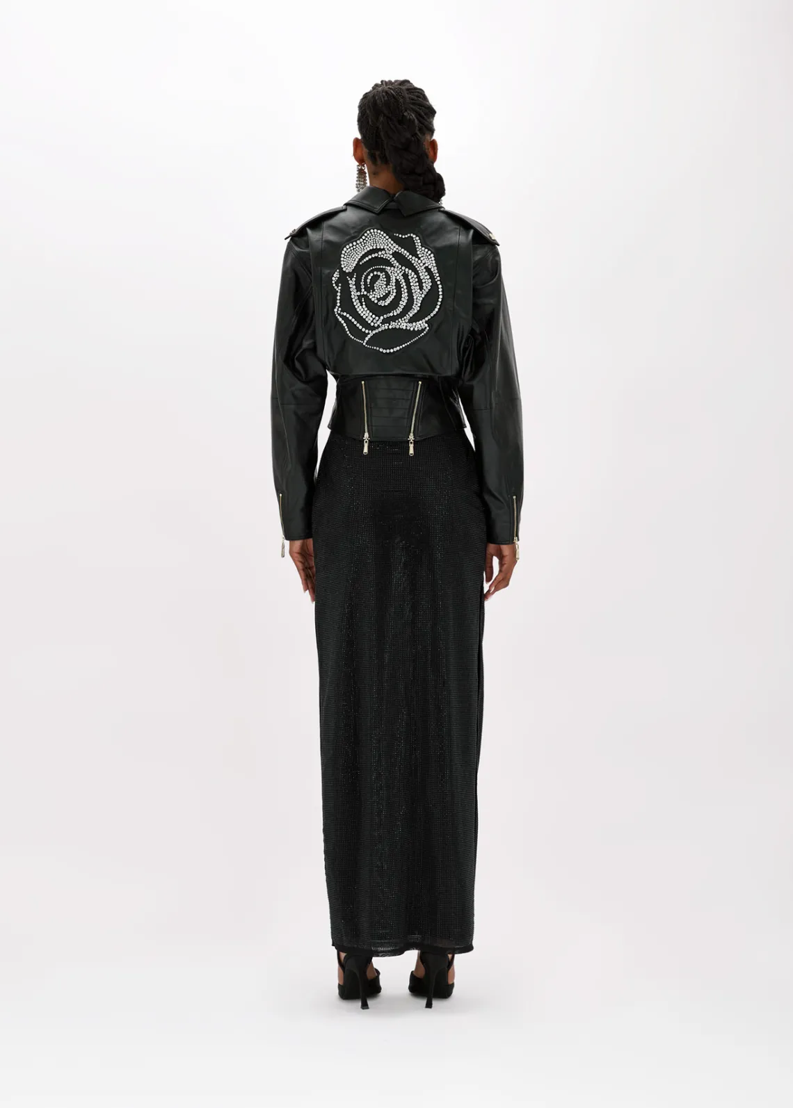 Biker Jacket with embossed rose