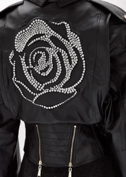 Biker Jacket with embossed rose