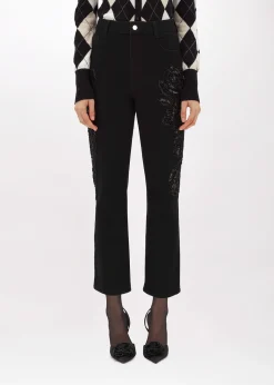 BLACK DENIM JEANS WITH EMBROIDERY