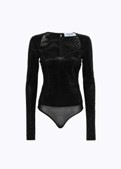 Bodysuit in tulle with rhinestones