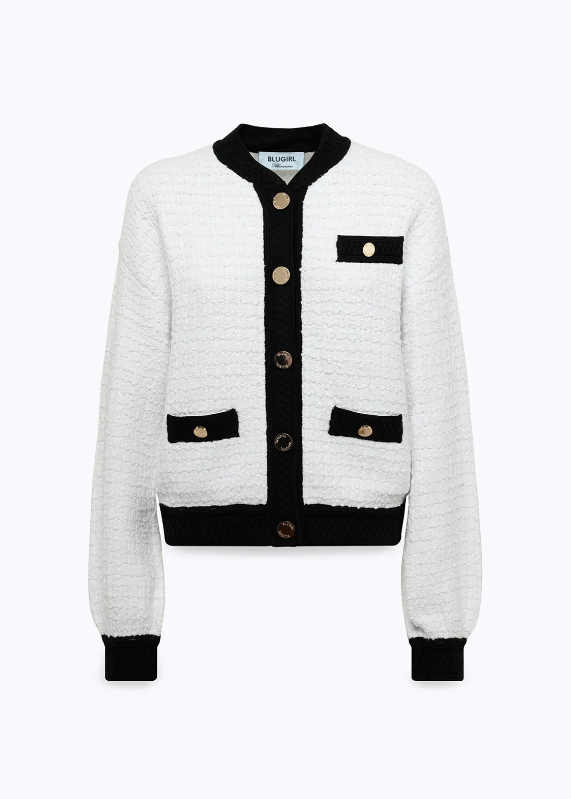 BOUCLÉ KNIT JACQUARD BOMBER JACKET