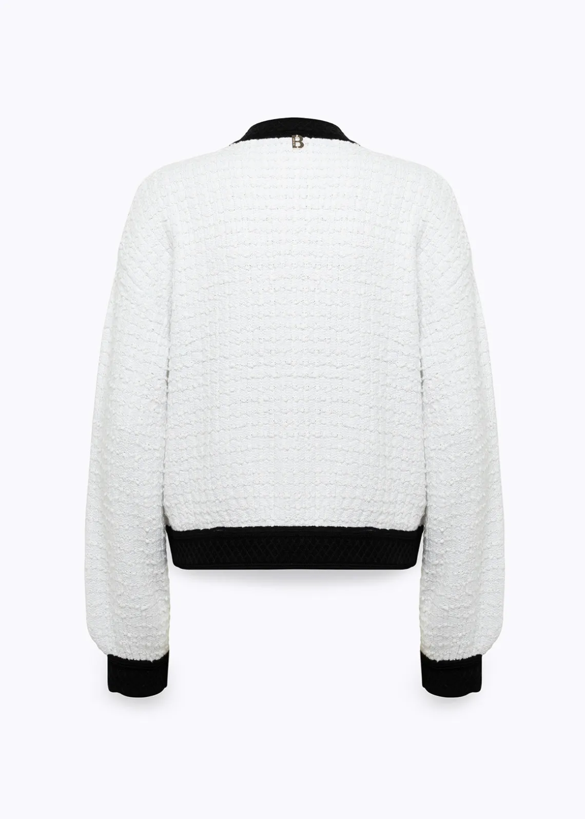 BOUCLÉ KNIT JACQUARD BOMBER JACKET