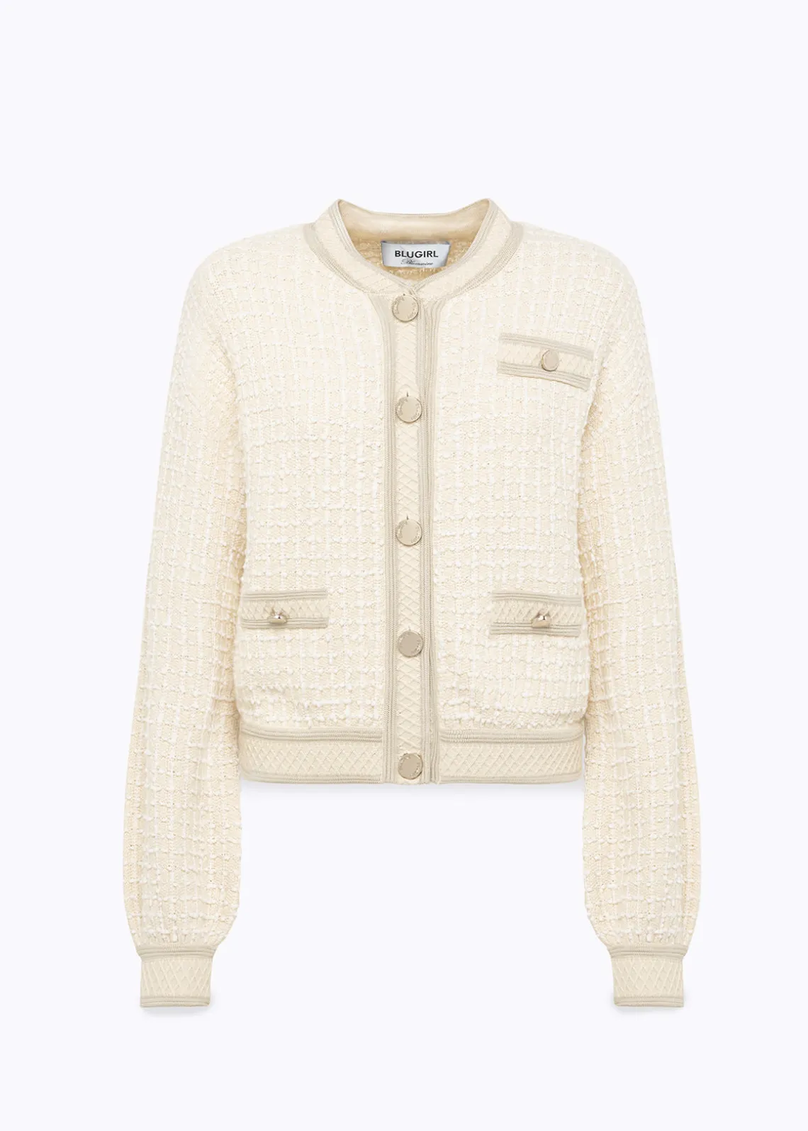 BOUCLÉ KNIT JACQUARD BOMBER JACKET