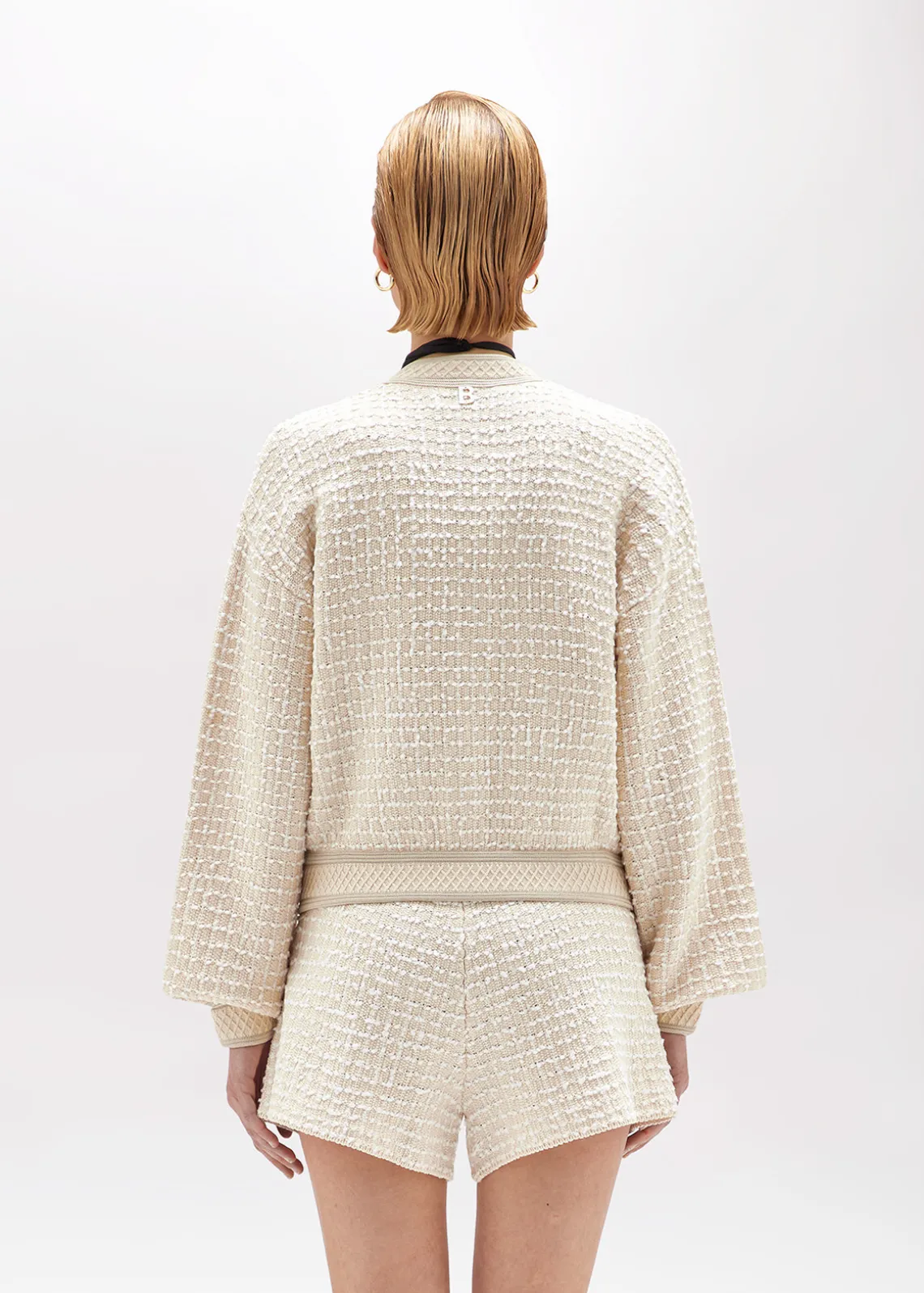 BOUCLÉ KNIT JACQUARD BOMBER JACKET