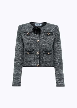 BOUCLÉ YARN JACKET WITH ROSE
