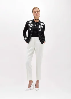 CARDIGAN AND TOP WITH FLORAL EMBROIDERY AND CORAL BEAD DETAILS
