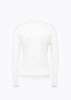 CARDIGAN AND TOP WITH ROSE EMBROIDERY AND CORAL BEAD DETAILS