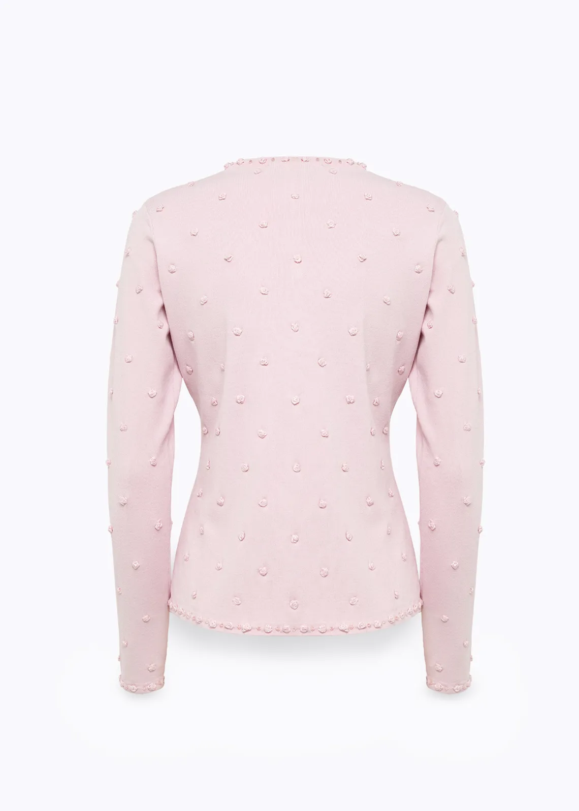 CARDIGAN AND TOP WITH ROSE EMBROIDERY AND CORAL BEAD DETAILS