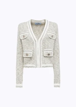 CARDIGAN IN BOUCLÉ YARN WITH RHINESTONES