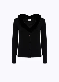 CARDIGAN IN VISCOSE WITH FAUX FUR