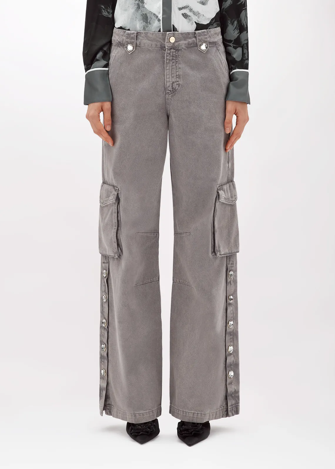 CARGO PANTS IN DRILL WITH SLITS