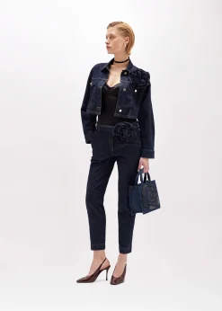 CIGARETTE JEANS IN DENIM WITH BELT