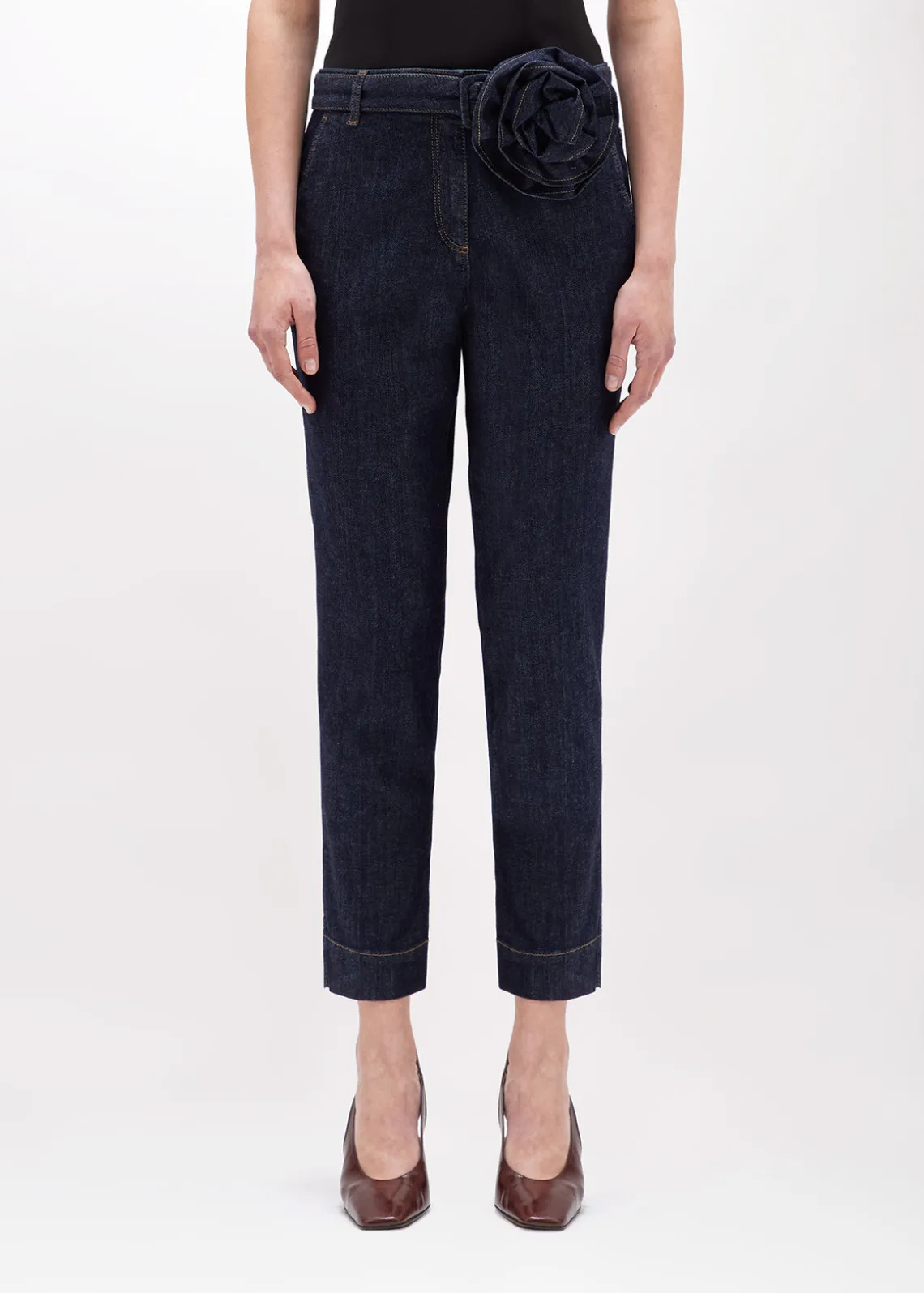 CIGARETTE JEANS IN DENIM WITH BELT