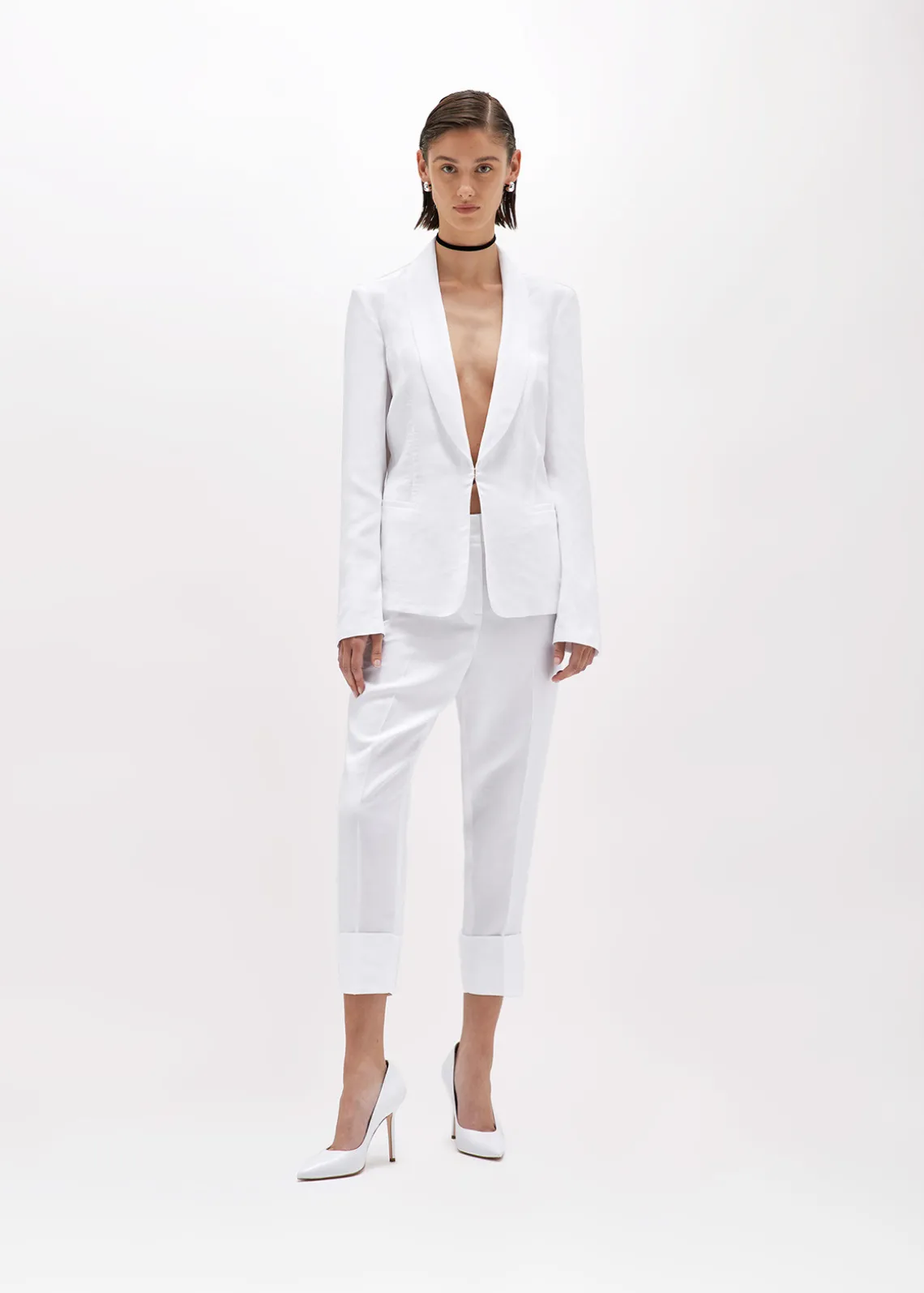 CIGARETTE PANTS IN LINEN BLEND