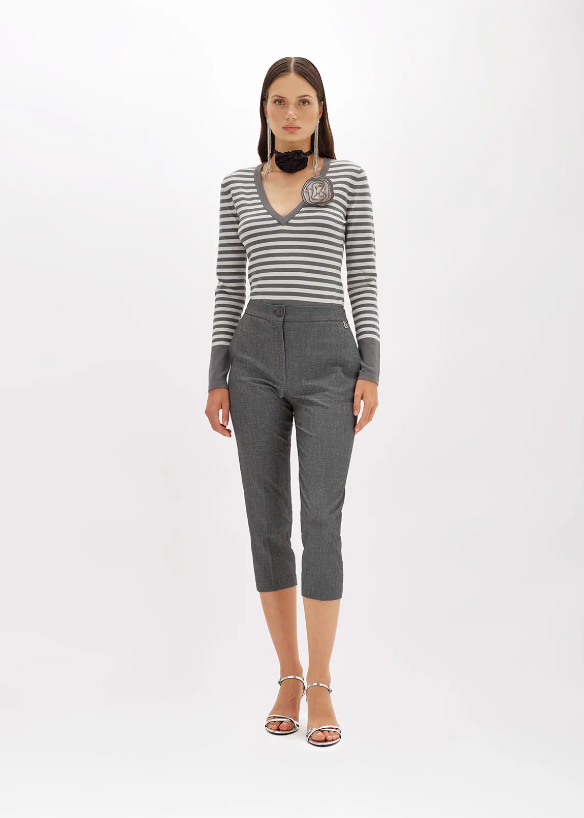 CIGARETTE PANTS IN MÉLANGE FLANNEL