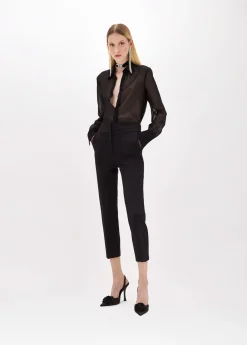 Cigarette pants in stretch crêpe
