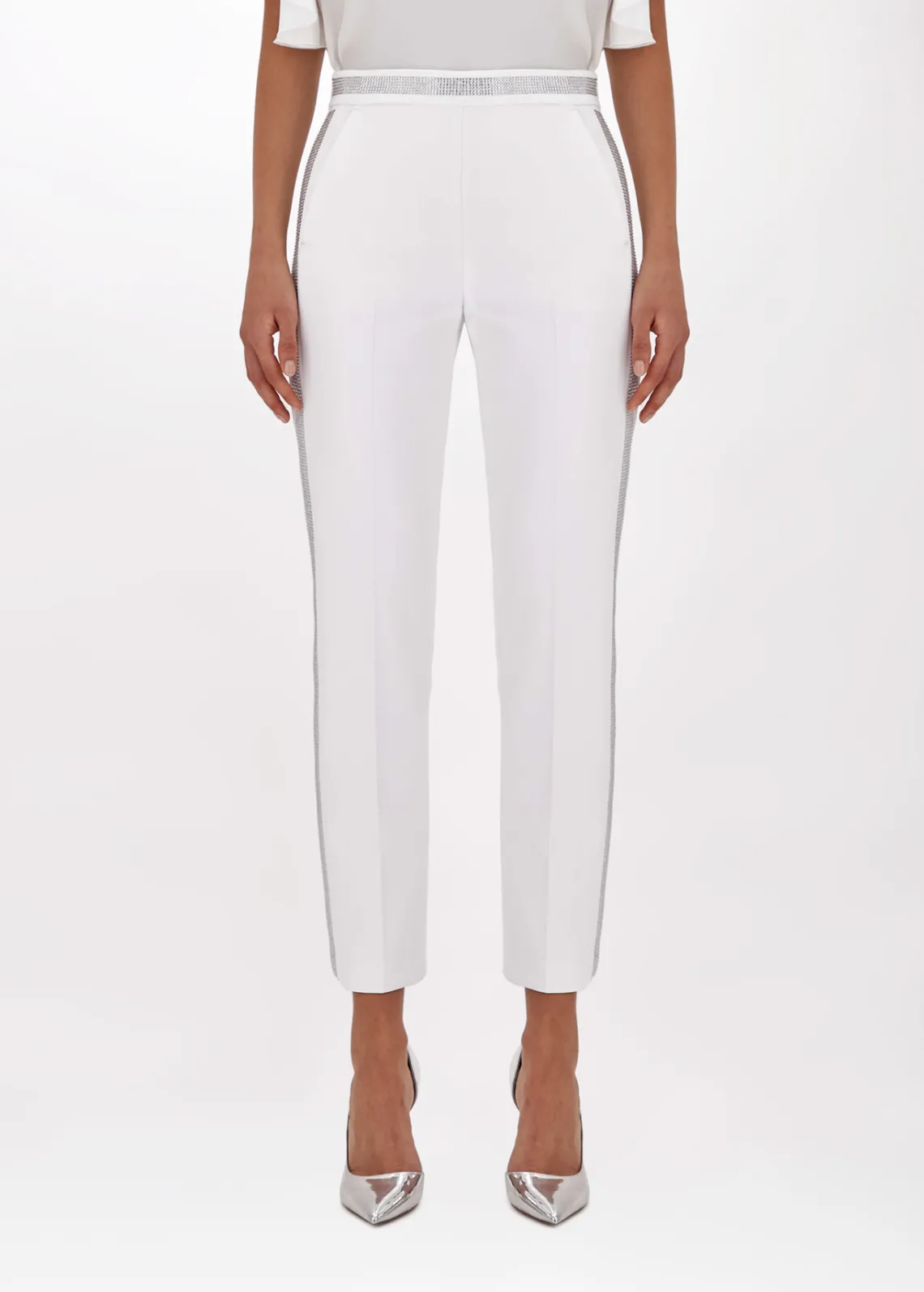 Cigarette pants in stretch crêpe