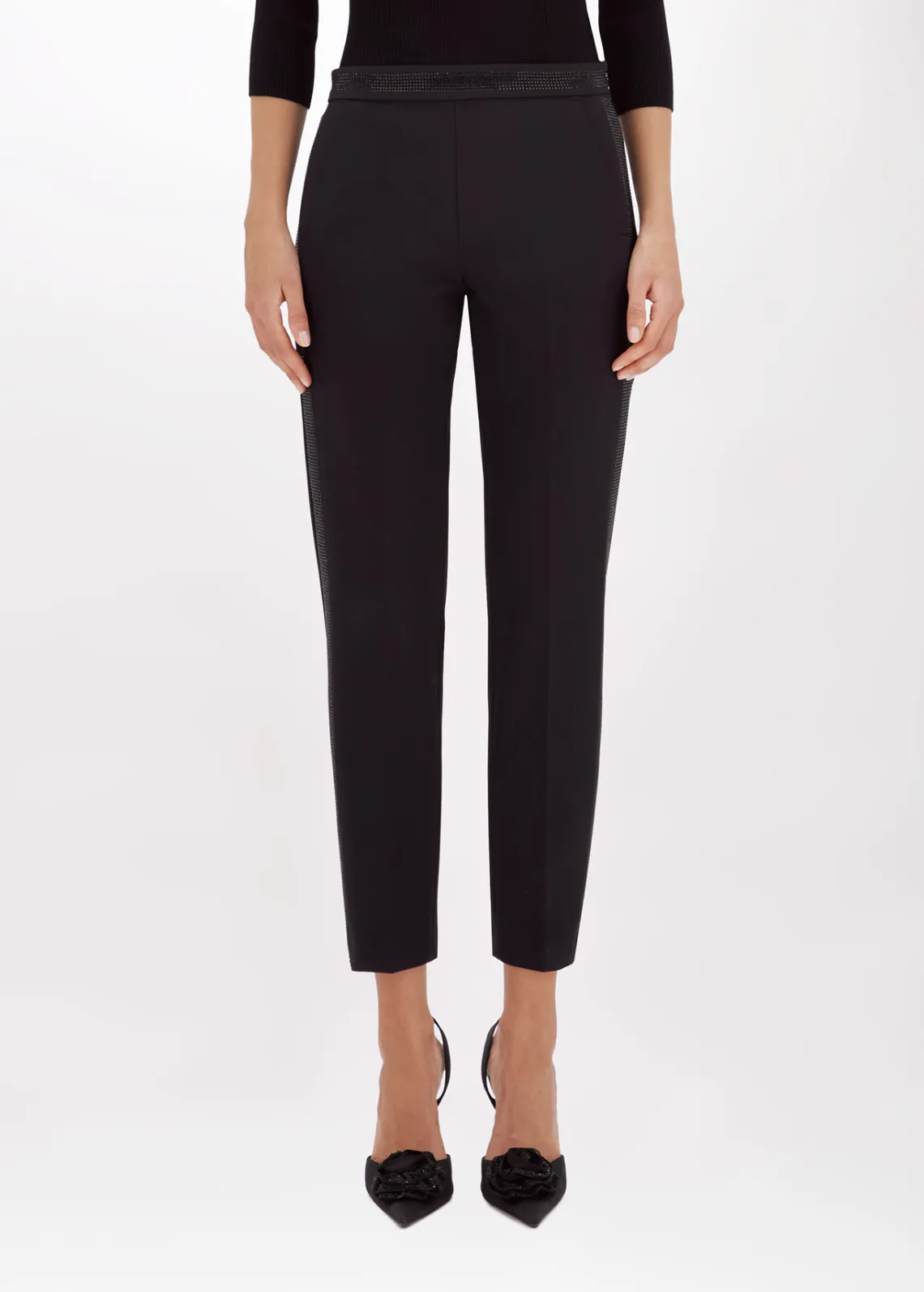 Cigarette pants in stretch crêpe