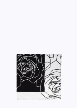 COLOR BLOCK STOLE WITH ROSES