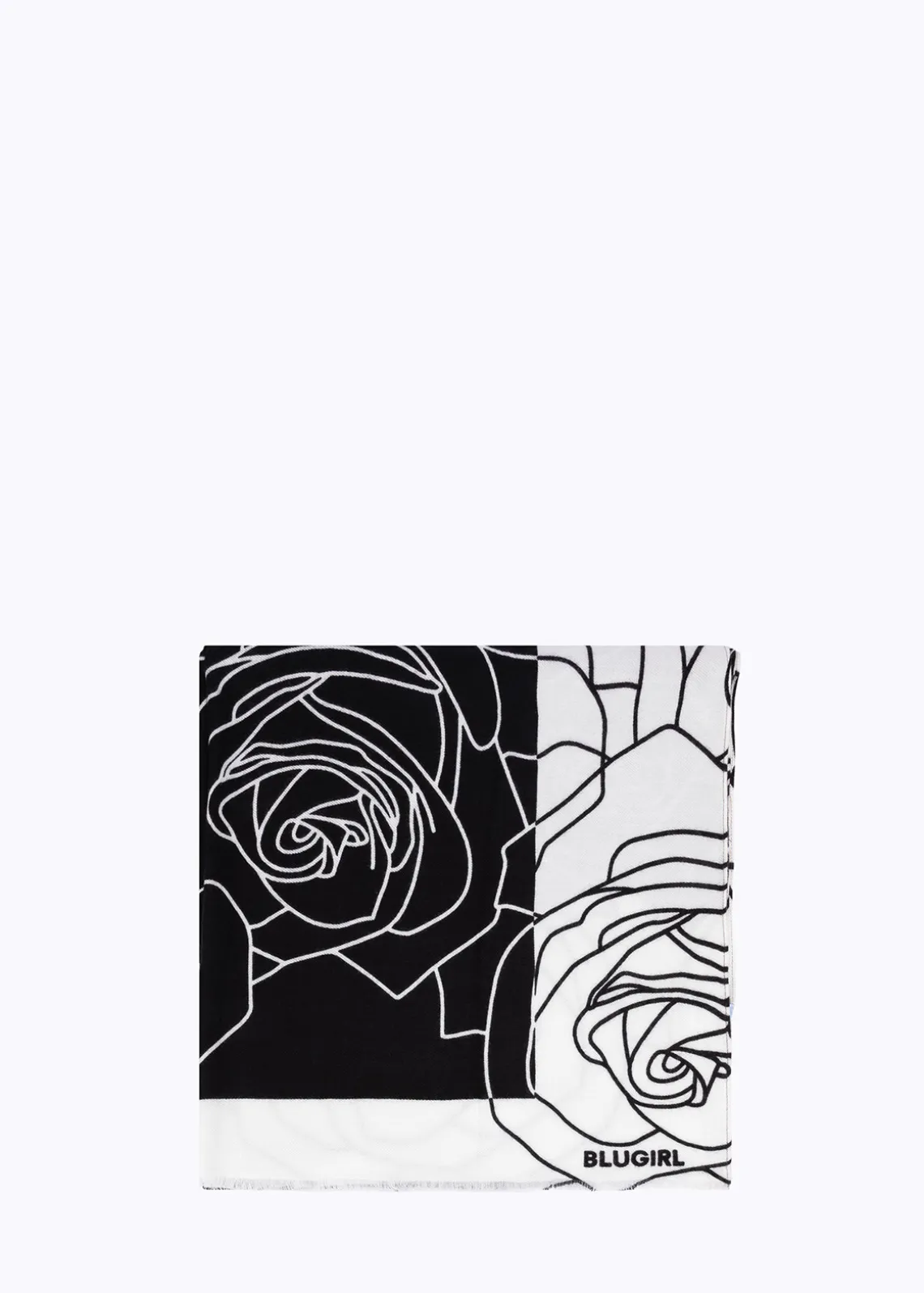 COLOR BLOCK STOLE WITH ROSES