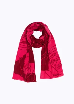 COLOR BLOCK STOLE WITH ROSES