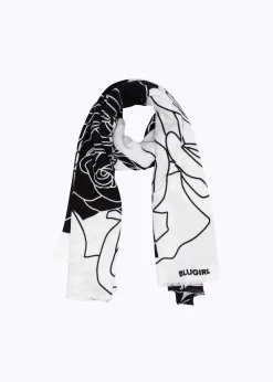 COLOR BLOCK STOLE WITH ROSES