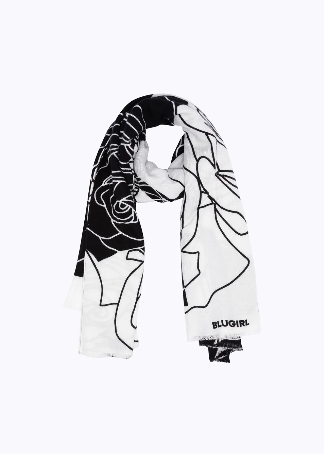 COLOR BLOCK STOLE WITH ROSES