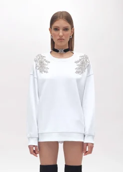COTTON SWEATSHIRT WITH FLORAL PATCH