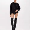 COTTON-BLEND SWEATSHIRT WITH CUT-OUT ROSE DESIGN