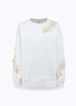 COTTON-BLEND SWEATSHIRT WITH MACRAMÉ DETAILS