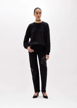 COTTON-BLEND SWEATSHIRT WITH MACRAMÉ DETAILS