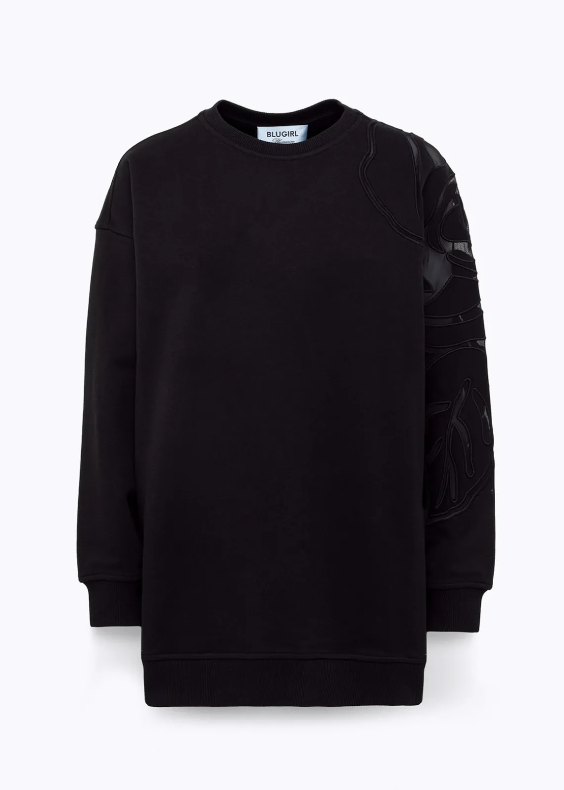 COTTON-BLEND SWEATSHIRT WITH CUT-OUT ROSE DESIGN