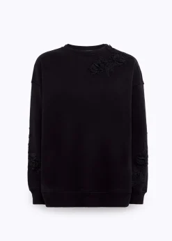 COTTON-BLEND SWEATSHIRT WITH MACRAMÉ DETAILS
