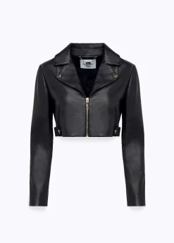 CROPPED LEATHER BIKER JACKET