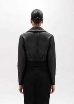 CROPPED LEATHER BIKER JACKET