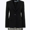 CRÊPE BLAZER JACKET WITH LACE TOP