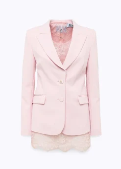 CRÊPE BLAZER JACKET WITH LACE TOP