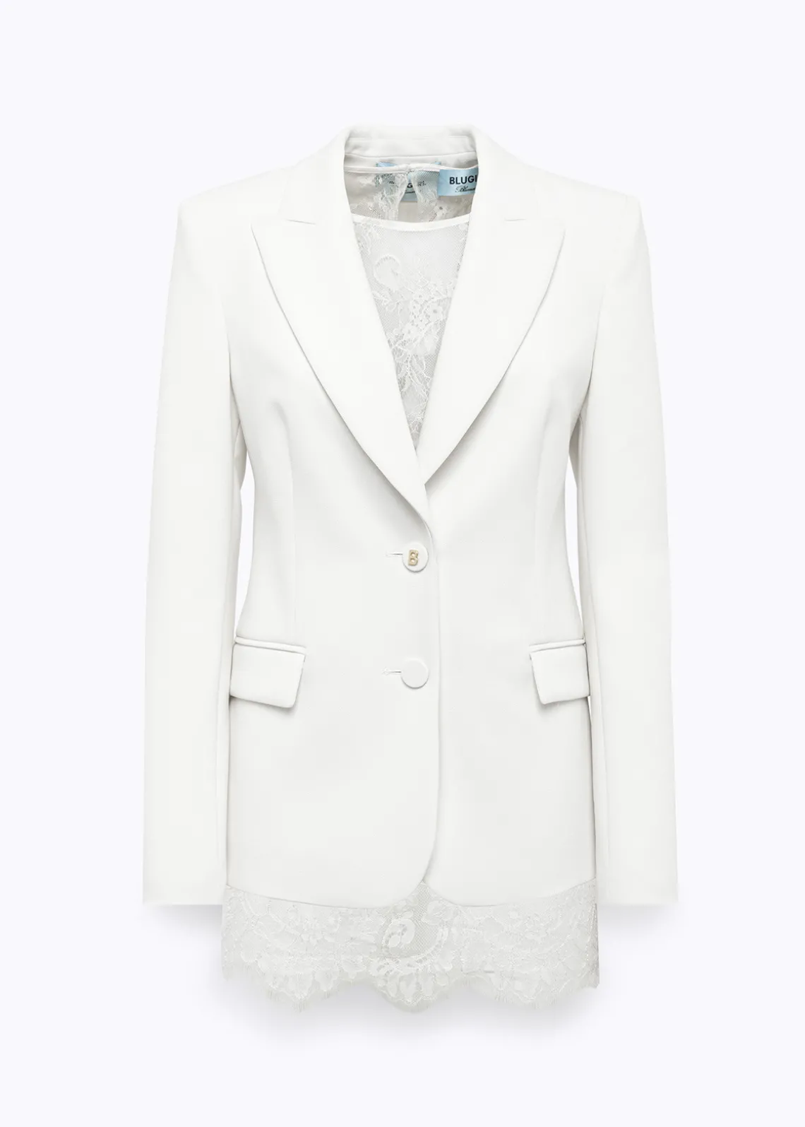 CRÊPE BLAZER JACKET WITH LACE TOP