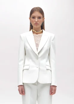 CRÊPE BLAZER JACKET WITH LACE TOP