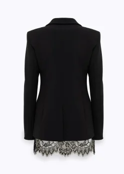 CRÊPE BLAZER JACKET WITH LACE TOP