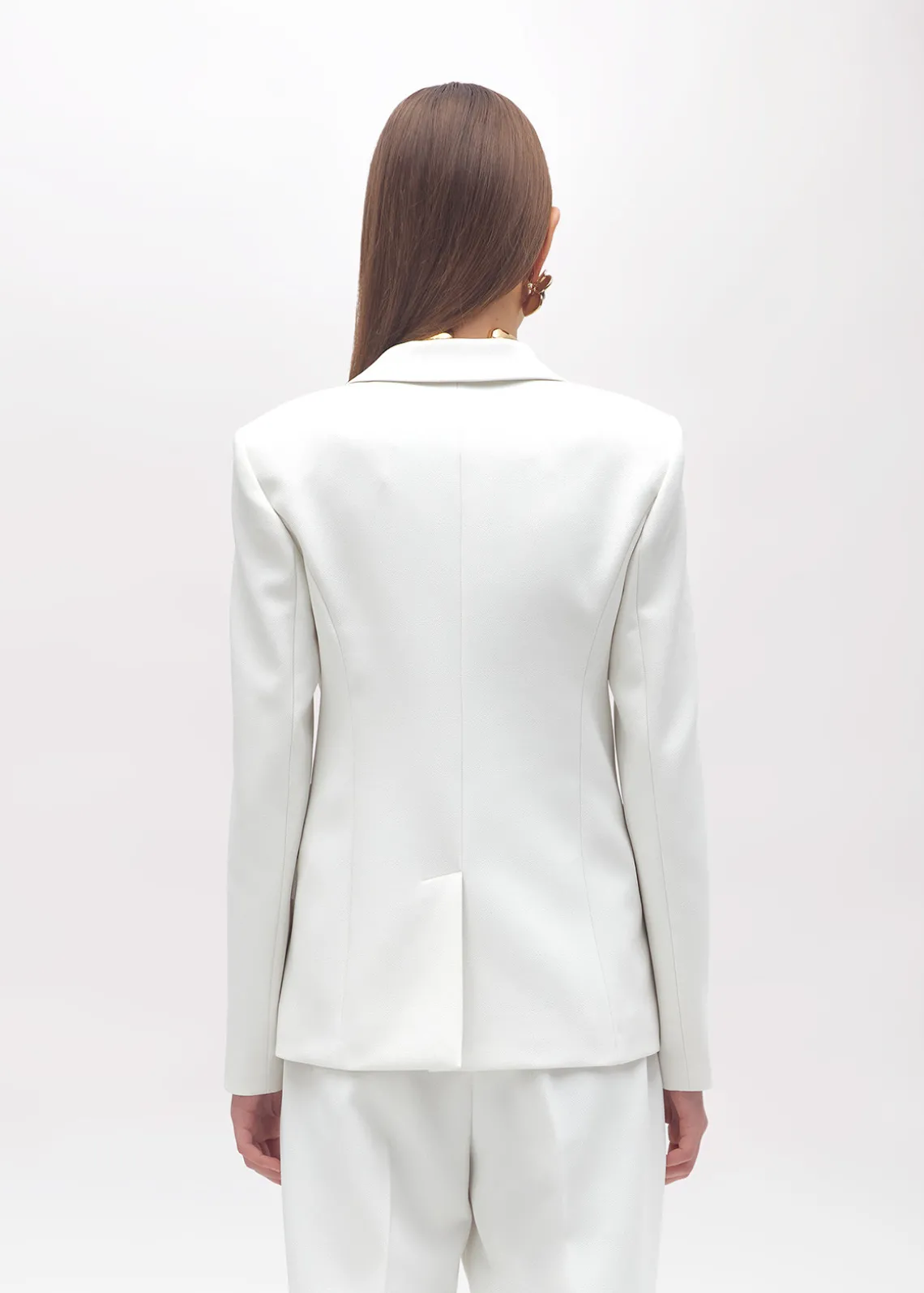 CRÊPE BLAZER JACKET WITH LACE TOP