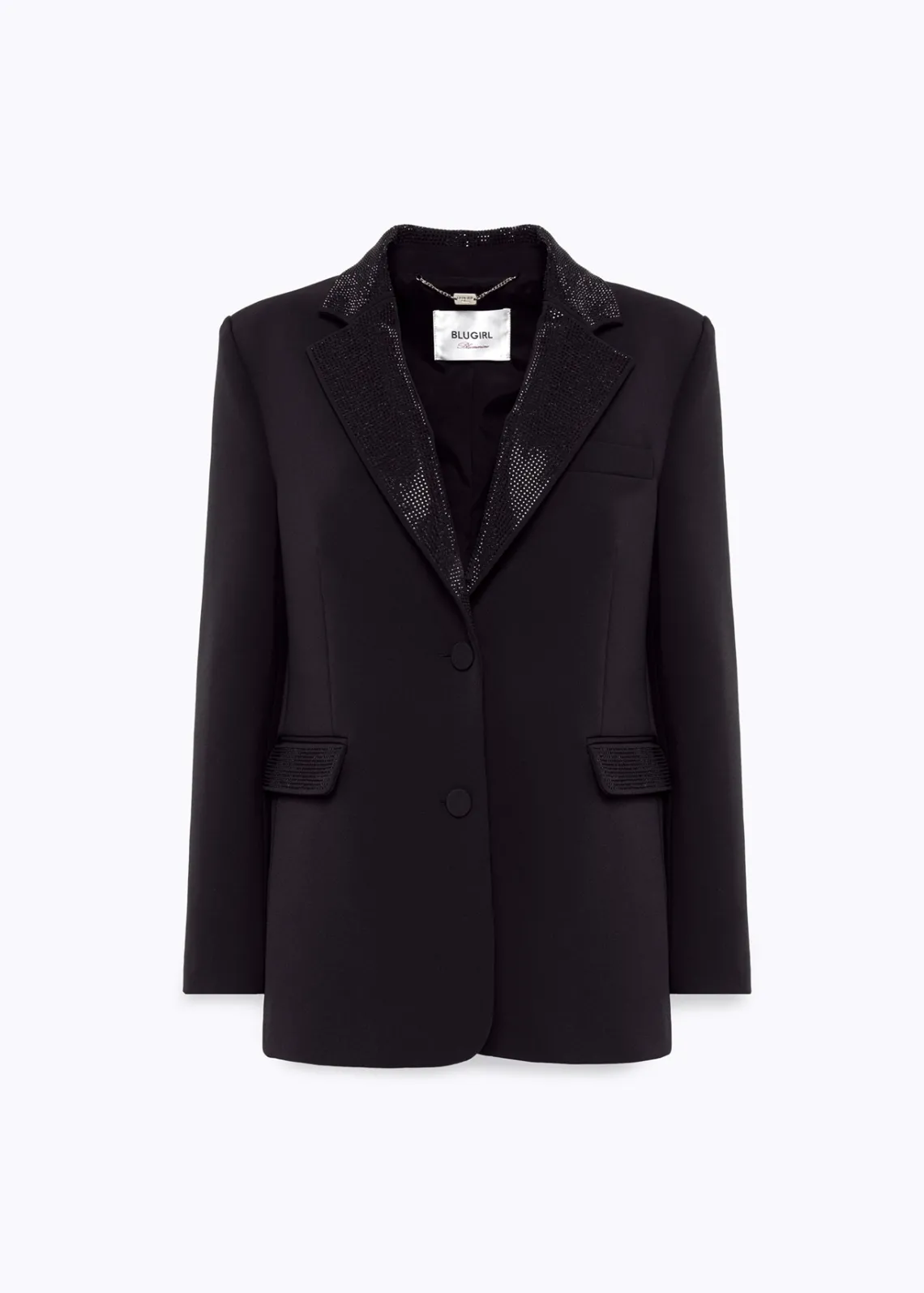 Crêpe blazer jacket with rhinestones