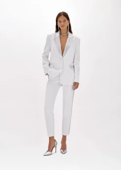 Crêpe blazer jacket with rhinestones