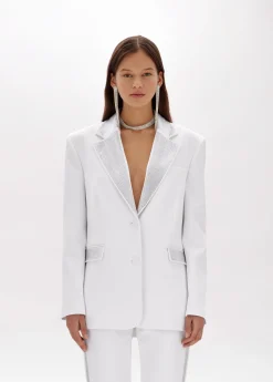 Crêpe blazer jacket with rhinestones