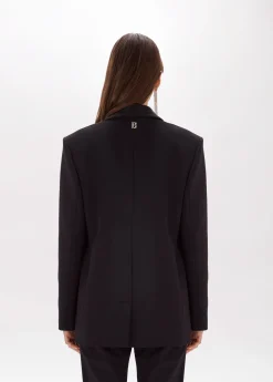 Crêpe blazer jacket with rhinestones