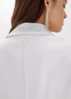 Crêpe blazer jacket with rhinestones