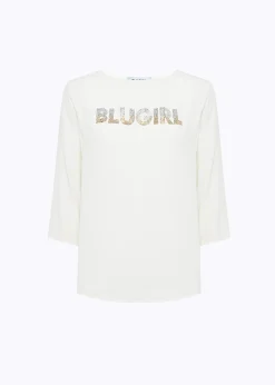 CRÊPE DE CHINE BLOUSE WITH LOGO