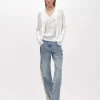 DENIM JEANS WITH LACE INSERTS