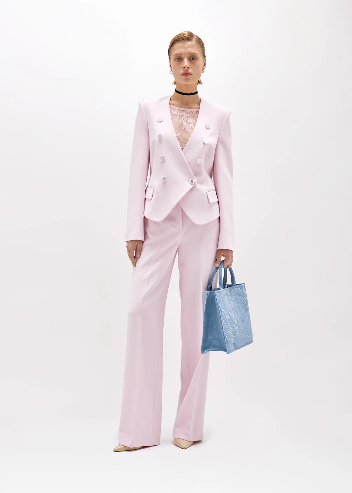 DENIM SHOPPER BAG WITH ROSE